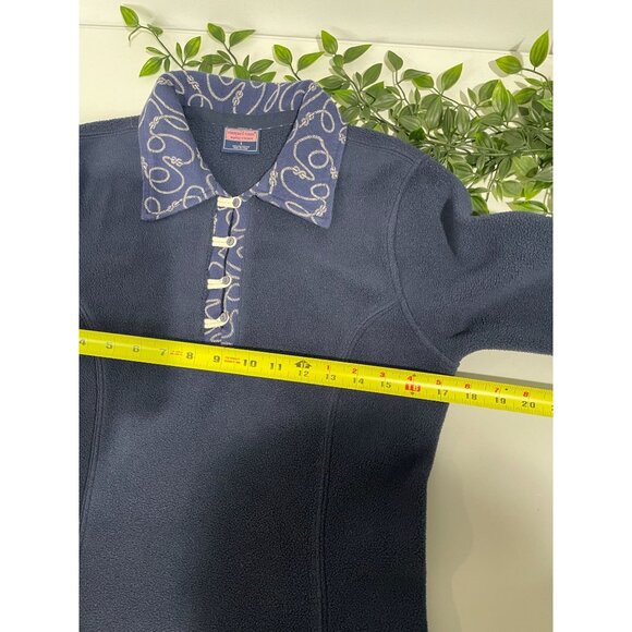 Vineyard Vines Womens Navy Fleece Pullover With Patterned Collar Logo Size S - Picture 11 of 11